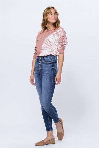 Judy Blue High Rise Button Fly Skinny Denim Jeans 82319