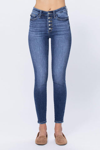 Judy Blue High Rise Button Fly Skinny Denim Jeans 82319