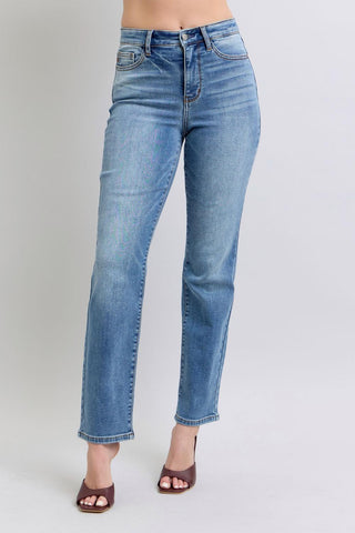 Judy Blue High Rise Vintage Wash Thermal Straight Denim Jeans 82632