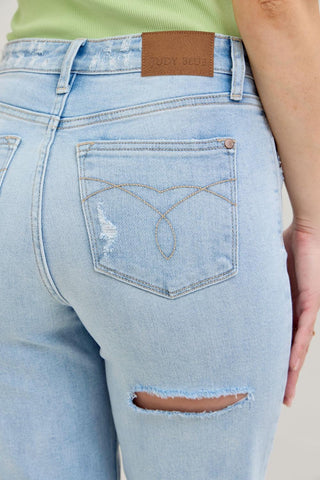 Judy Blue High Waist 90's Back Rip Straight Denim Jeans 82600