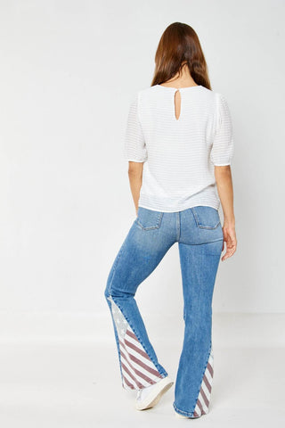 Judy Blue High Waist American Flag Print Flare Denim Jeans 88659