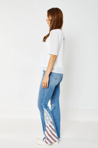 Judy Blue High Waist American Flag Print Flare Denim Jeans 88659