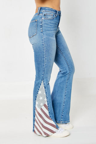 Judy Blue High Waist American Flag Print Flare Denim Jeans 88659