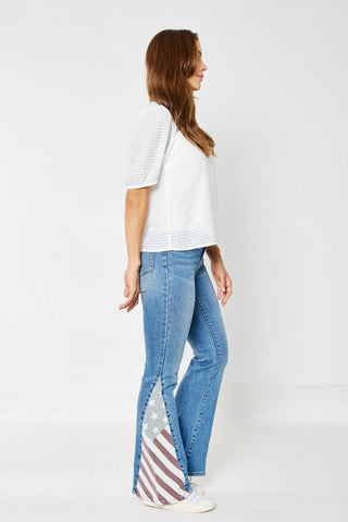 Judy Blue High Waist American Flag Print Flare Denim Jeans 88659