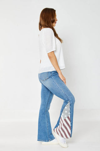 Judy Blue High Waist American Flag Print Flare Denim Jeans 88659