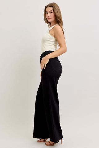 Judy Blue High Waist Black Front Yoke Retro Wide Leg Denim Jeans 881074
