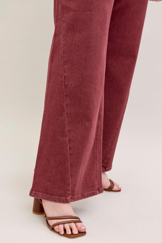 Judy Blue High Waist Burgundy Retro Wide Leg Denim Jeans 881032
