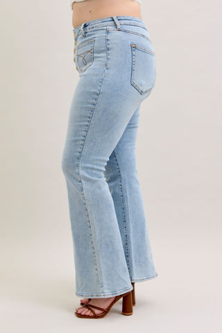 Judy Blue High Waist Button Fly Flare Denim Jeans 881028