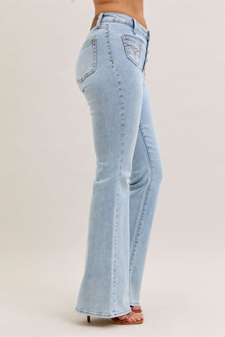 Judy Blue High Waist Button Fly Flare Denim Jeans 881028