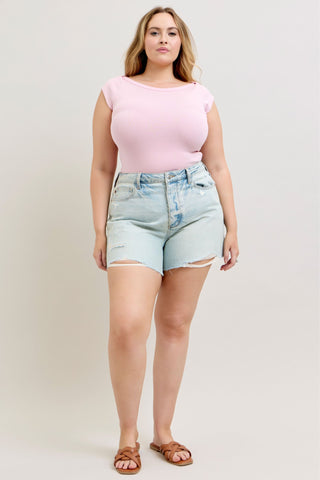 Judy Blue High Waist Button Fly Rigid Magic Cut Off Denim Short 150380