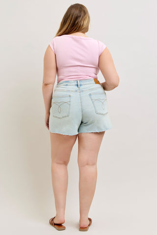 Judy Blue High Waist Button Fly Rigid Magic Cut Off Denim Short 150380