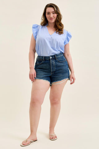 Judy Blue High Waist Button Fly Rigid Magic Cut Off Denim Short 150381