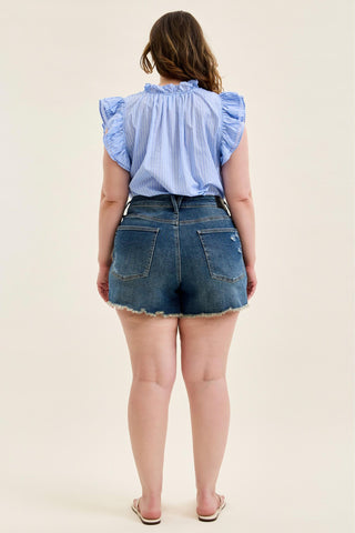 Judy Blue High Waist Button Fly Rigid Magic Cut Off Denim Short 150381