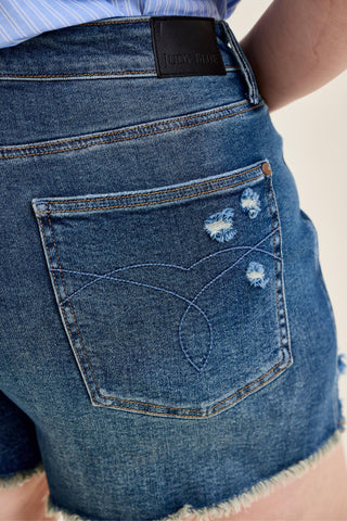 Judy Blue High Waist Button Fly Rigid Magic Cut Off Denim Short 150381