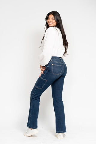 Judy Blue High Waist Cargo Bootcut Denim Jeans 88872