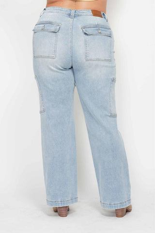 Judy Blue High Waist Cargo Wide Leg Denim Jeans 88924