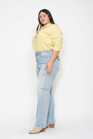 Judy Blue High Waist Cargo Wide Leg Denim Jeans 88924