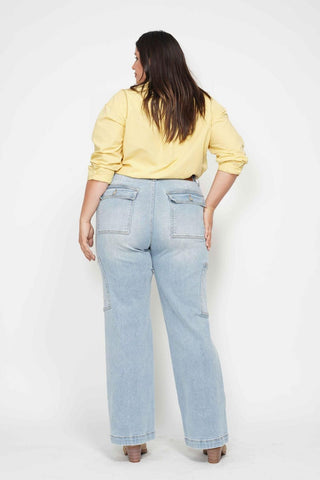 Judy Blue High Waist Cargo Wide Leg Denim Jeans 88924