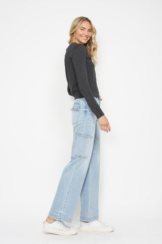 Judy Blue High Waist Cargo Wide Leg Denim Jeans 88924