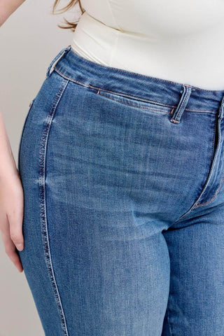 Judy Blue High Waist Contrast Thread Straight Denim Jeans 88596