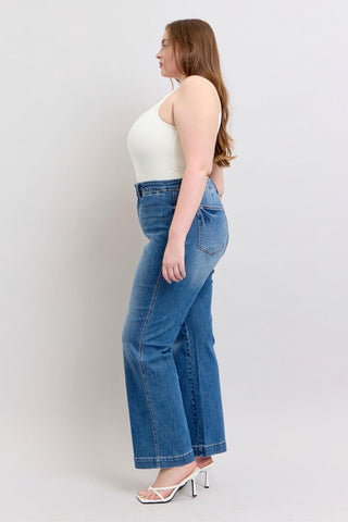 Judy Blue High Waist Contrast Thread Straight Denim Jeans 88596