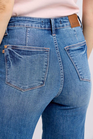 Judy Blue High Waist Contrast Thread Straight Denim Jeans 88596