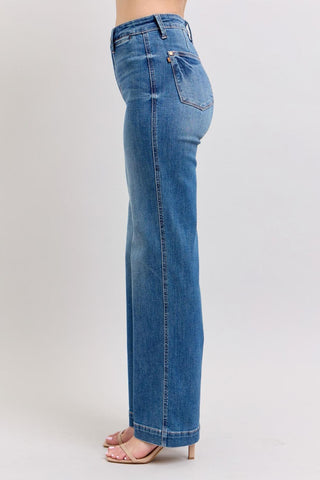 Judy Blue High Waist Contrast Thread Straight Denim Jeans 88596