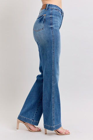 Judy Blue High Waist Contrast Thread Straight Denim Jeans 88596
