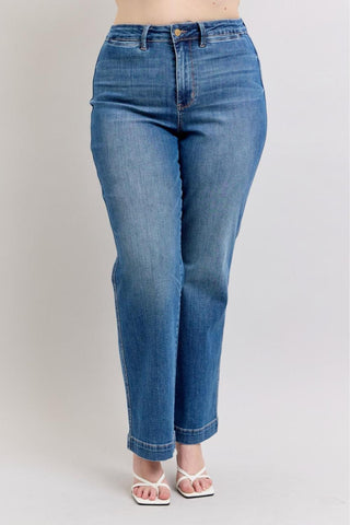 Judy Blue High Waist Contrast Thread Straight Denim Jeans 88596