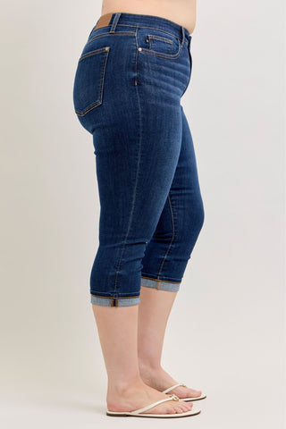 Judy Blue High Waist Cuffed Capri Denim Jeans 72123