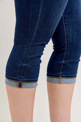 Judy Blue High Waist Cuffed Capri Denim Jeans 72123