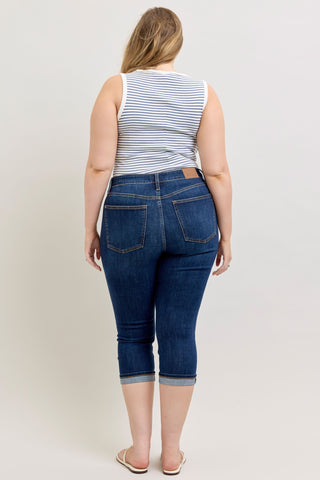 Judy Blue High Waist Cuffed Capri Denim Jeans 72123