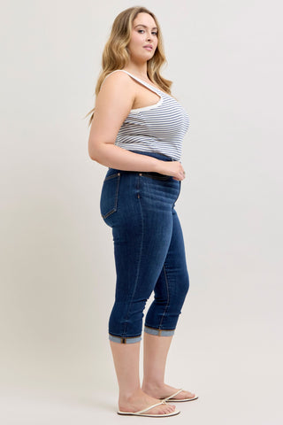 Judy Blue High Waist Cuffed Capri Denim Jeans 72123
