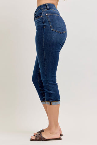 Judy Blue High Waist Cuffed Capri Denim Jeans 72123