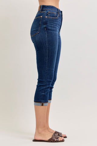 Judy Blue High Waist Cuffed Capri Denim Jeans 72123