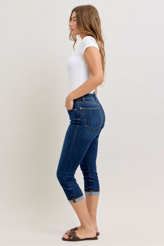 Judy Blue High Waist Cuffed Capri Denim Jeans 72123