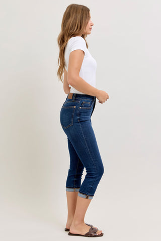Judy Blue High Waist Cuffed Capri Denim Jeans 72123