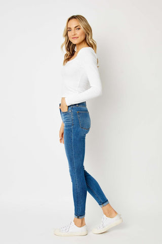 Judy Blue High Waist Cuffed Hem Skinny Denim Jeans 82449