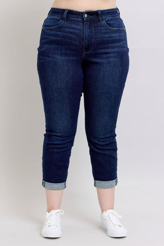Judy Blue High Waist Dark Wash Boyfriend Denim Jeans 82646