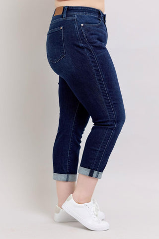 Judy Blue High Waist Dark Wash Boyfriend Denim Jeans 82646