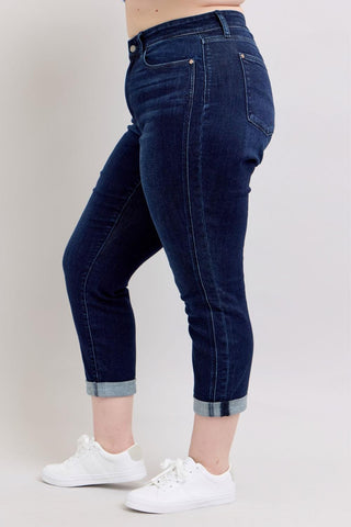 Judy Blue High Waist Dark Wash Boyfriend Denim Jeans 82646