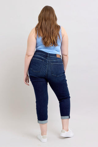 Judy Blue High Waist Dark Wash Boyfriend Denim Jeans 82646