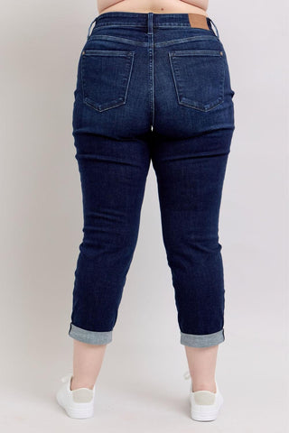 Judy Blue High Waist Dark Wash Boyfriend Denim Jeans 82646