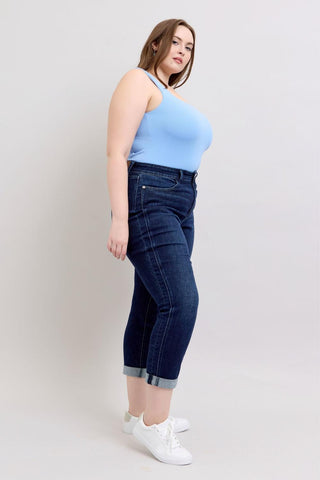 Judy Blue High Waist Dark Wash Boyfriend Denim Jeans 82646