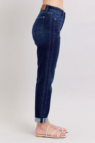 Judy Blue High Waist Dark Wash Boyfriend Denim Jeans 82646