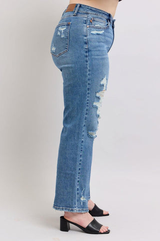 Judy Blue High Waist Destroy Straight Denim Jeans 88447