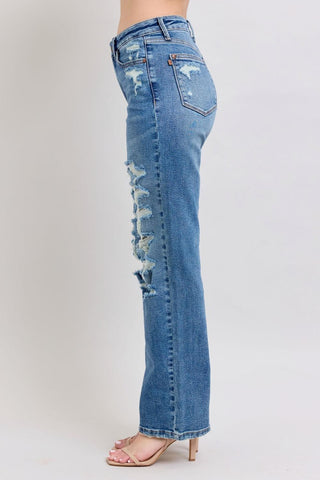 Judy Blue High Waist Destroy Straight Denim Jeans 88447