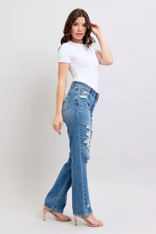 Judy Blue High Waist Destroy Straight Denim Jeans 88447