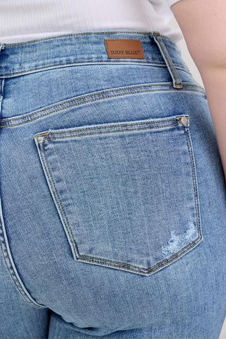 Judy Blue High Waist Destroy Wide Leg Crop Denim Jeans 82256