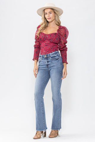 Judy Blue High Waist Double Button Bootcut Denim Jeans 88140